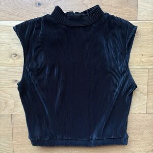 Sheer Black Mock Neck Ribbed Crop Top